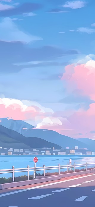 晚霞城市公路