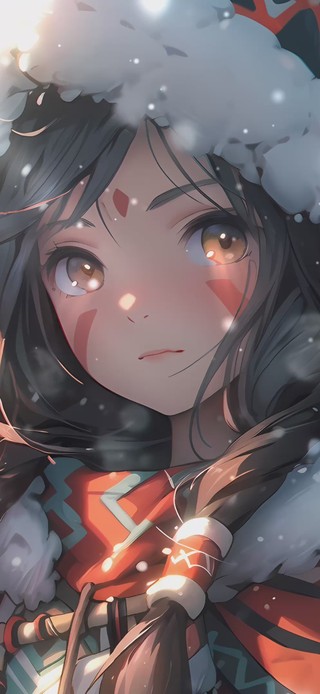 游牧の雪中少女