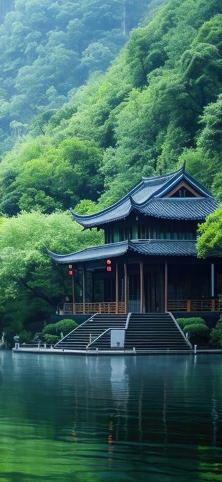 4K唯美高山瀑布湖景