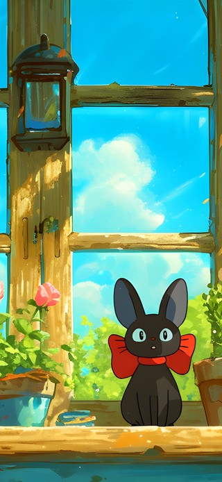 可爱夏天窗台猫咪