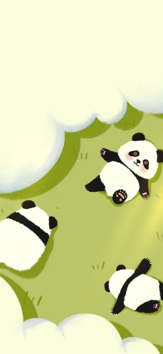 云朵下的可爱熊猫