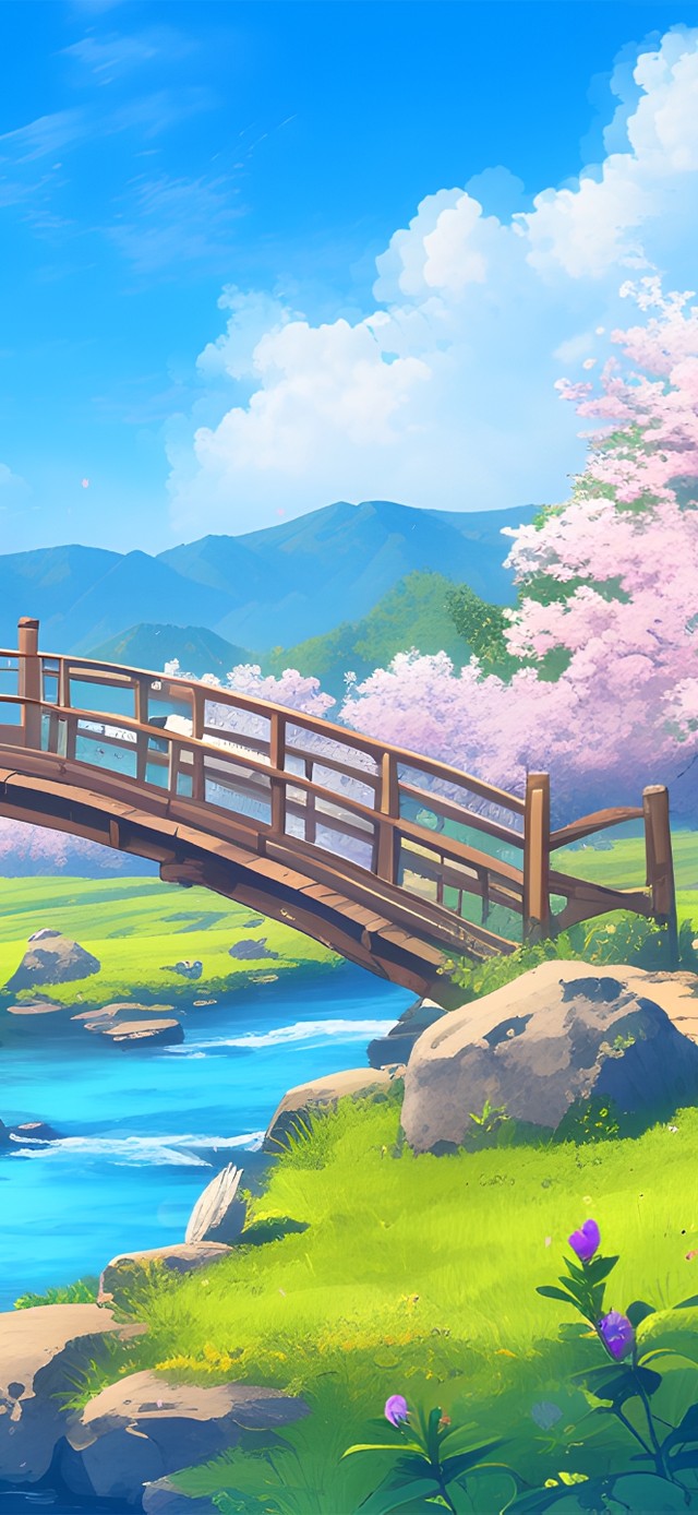 樱花小桥流水