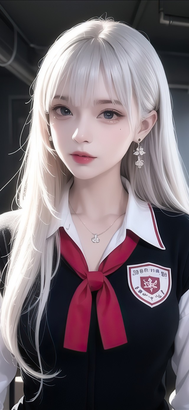 白发可爱校园女生