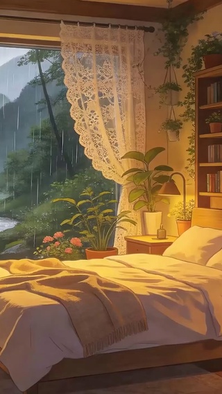 窗外雨天