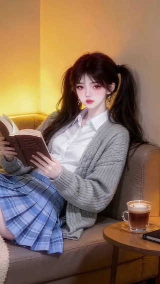 看书女孩高清4k