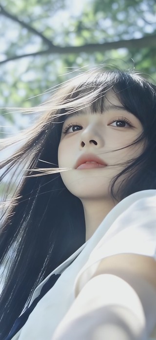 树荫下的清纯少女