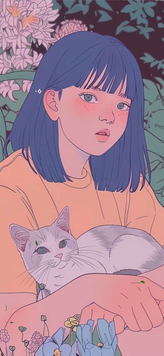 女孩与猫咪