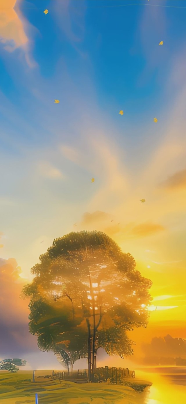 夕阳树木