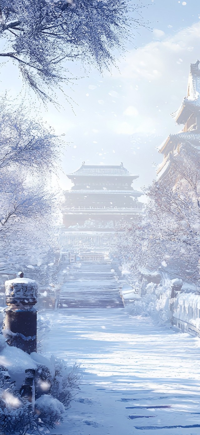 古寺飘雪