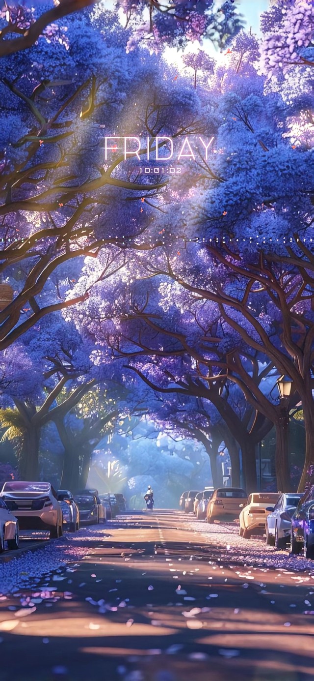 极致空灵！紫色樱花林荫路~