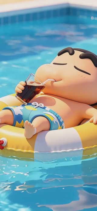 夏日泳池悠哉小新