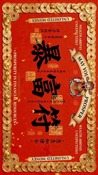 国风财神暴富符