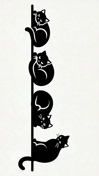 极简治愈黑猫咪剪影