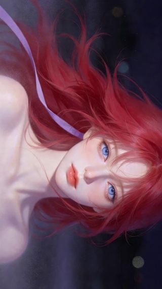 红发飘逸唯美蓝眼少女