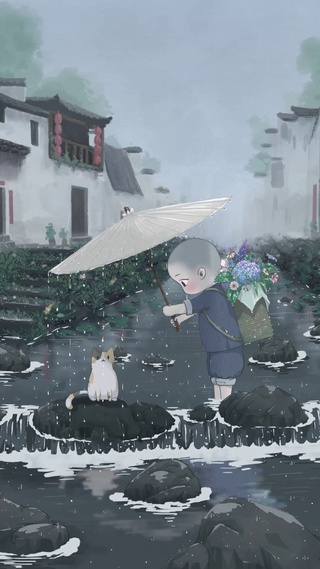 猫咪也要躲雨呀