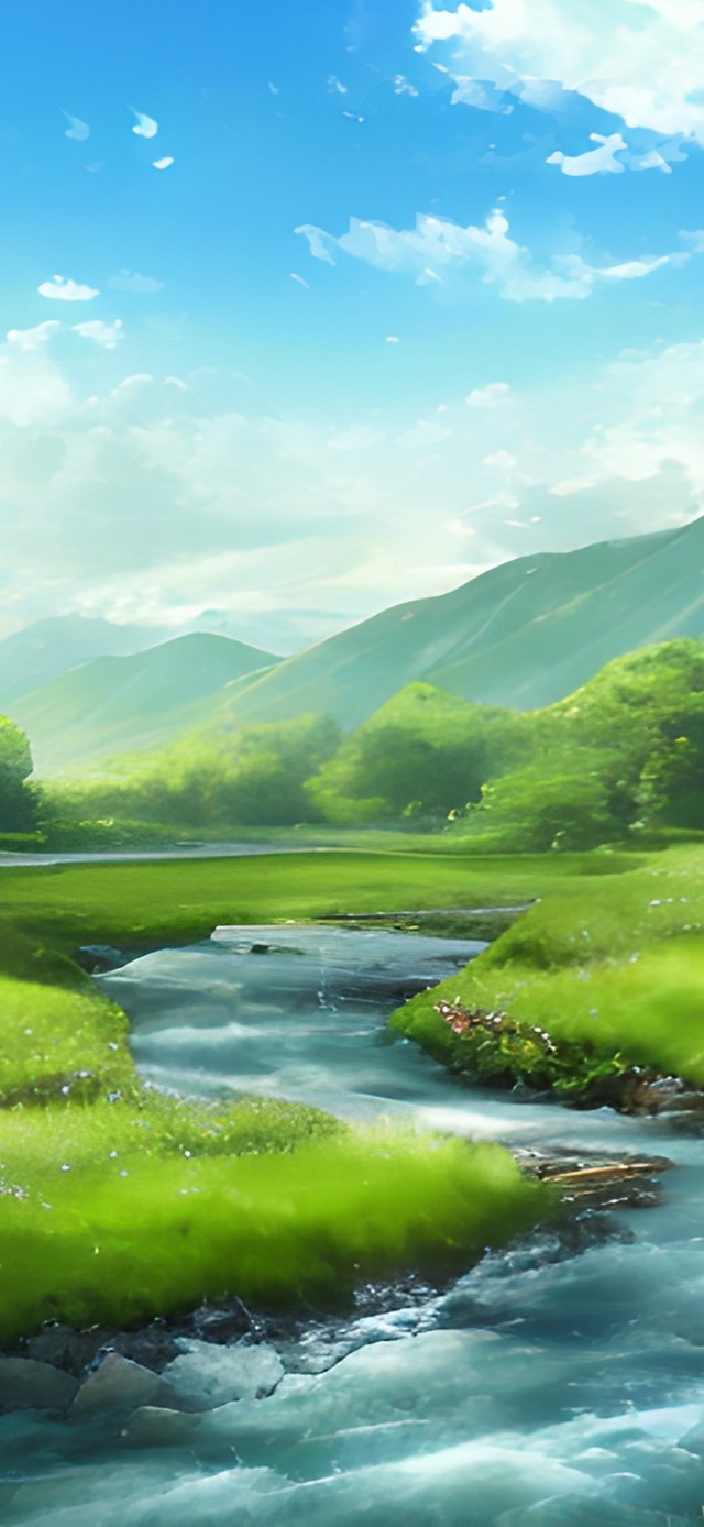 4k草原溪水小屋