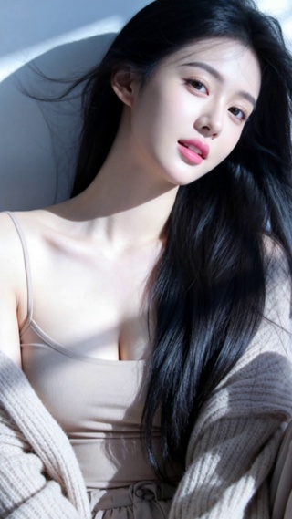 阳光窗影旁的慵懒女生