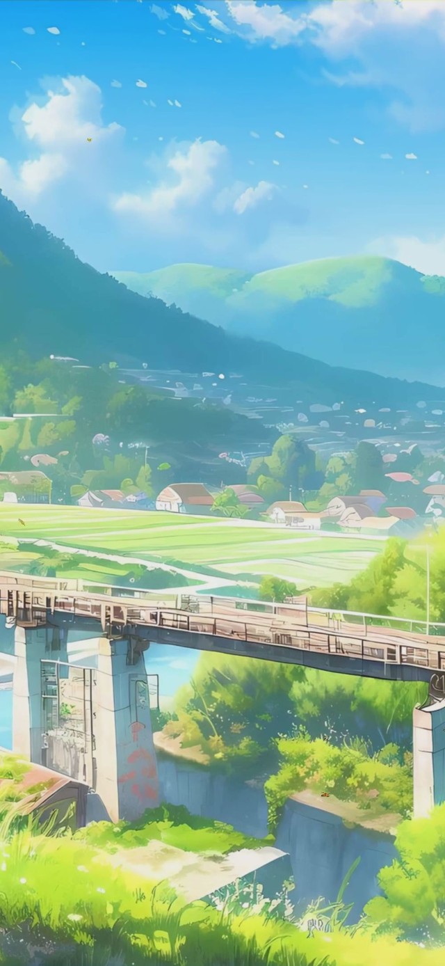 护眼蓝天白云绿景