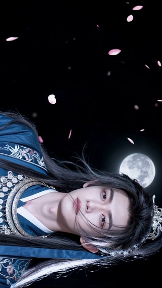 古风长发公子的月夜浪漫风情