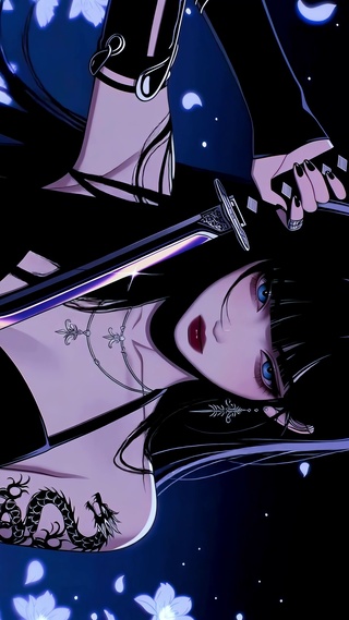 暗夜酷飒拔刀二次元美少女