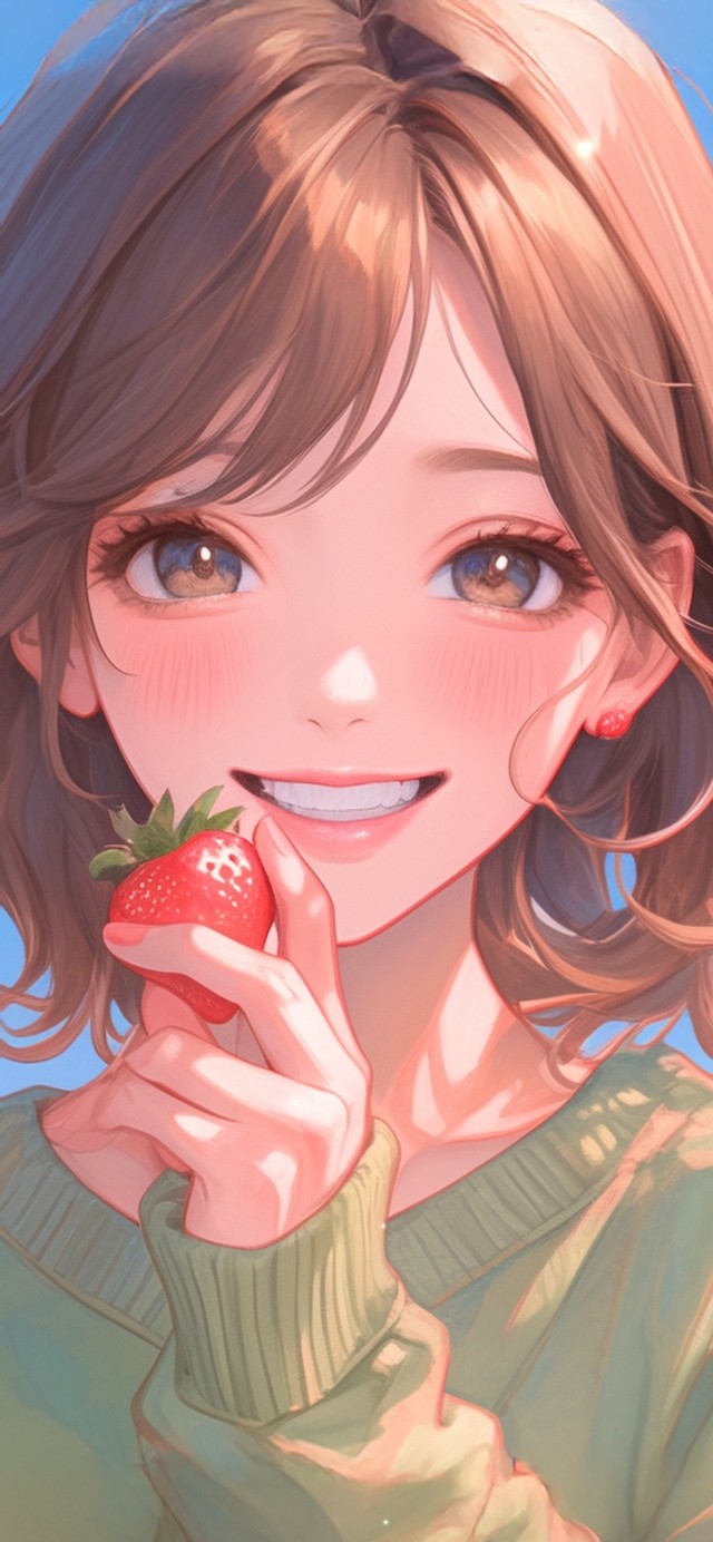 唯美草莓女孩(美女手机动态壁纸)