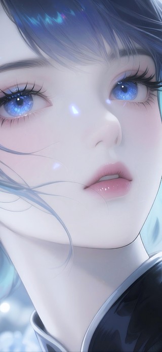 蓝雪花花海荧光旗袍美女