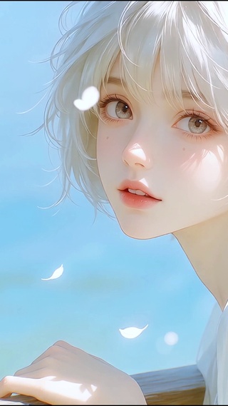 少女和花