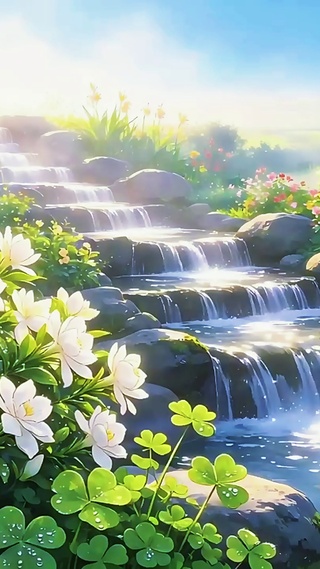 溪畔花语护眼壁纸