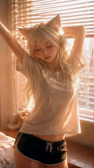 窗边晨光猫耳美少女