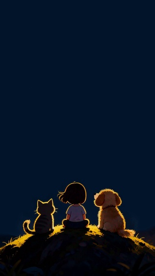 小狗小猫小女孩