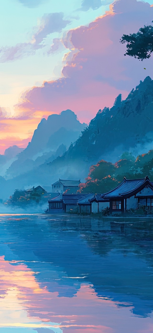 朝阳升起前的水乡