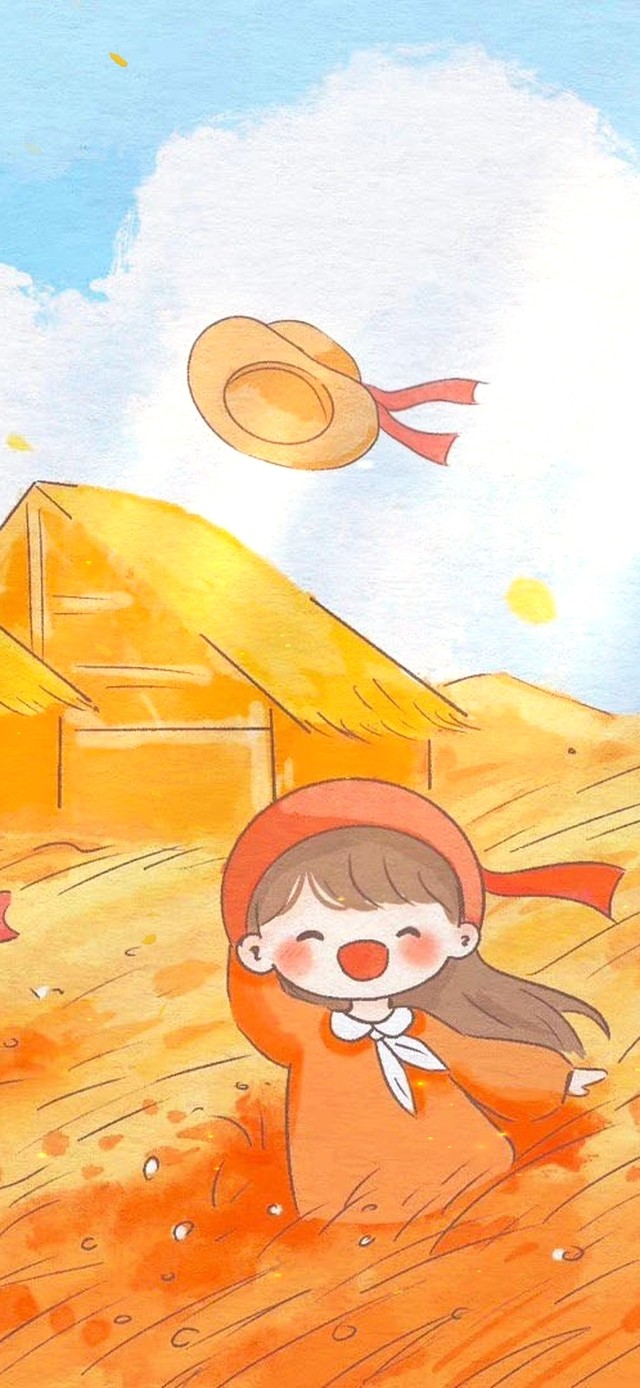 秋季少女花海中