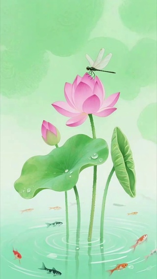 蜻蜓戏荷