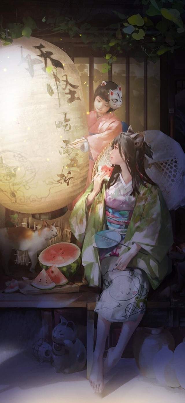 温馨庭院夏日夜晚