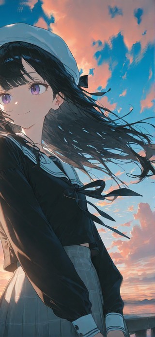 夕阳下的少女