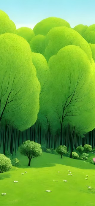 唯美绿色树林湖泊