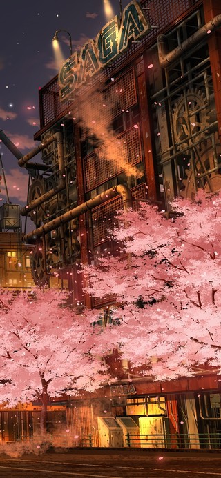 4K工业城飞舞的樱花