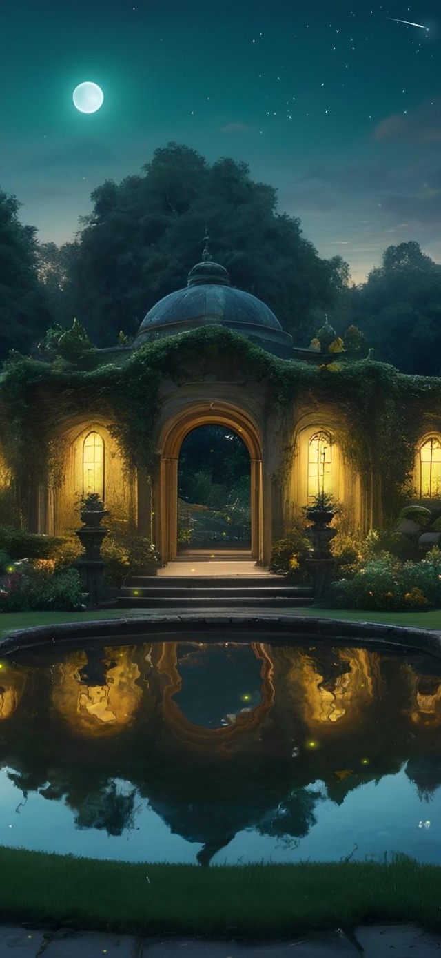 夜晚静谧花园