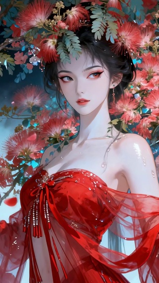蝶舞红绡