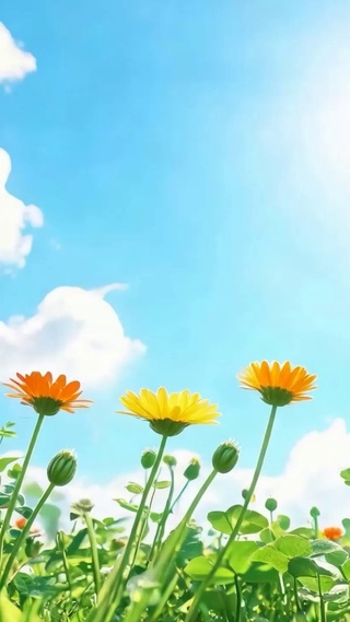 护眼白云花草树木