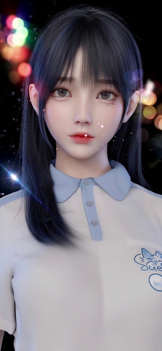 3D画风清纯唯美校服T恤小萌妹子姐姐动漫插画动态壁纸