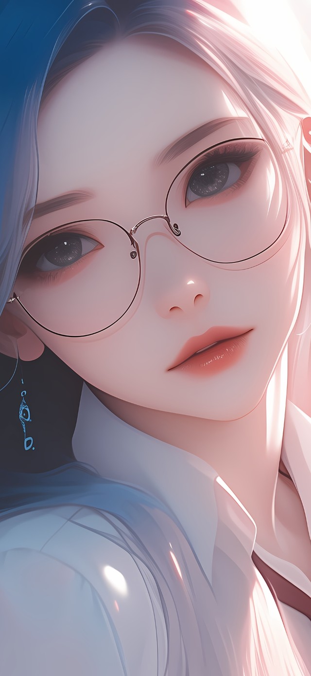 清纯治愈眼镜女孩