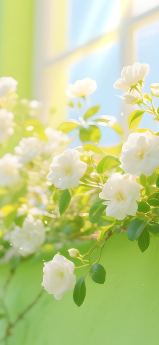 窗台外的蔷薇花