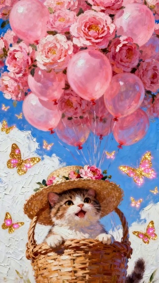 坐热气球的猫猫