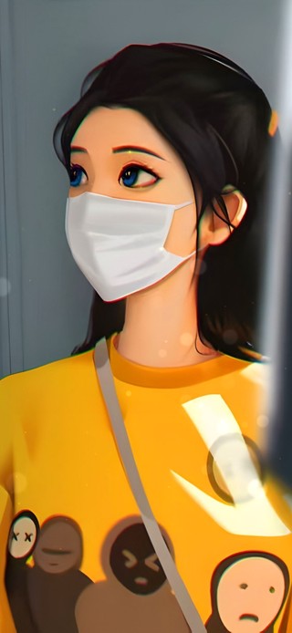 唯美地铁口罩美少女