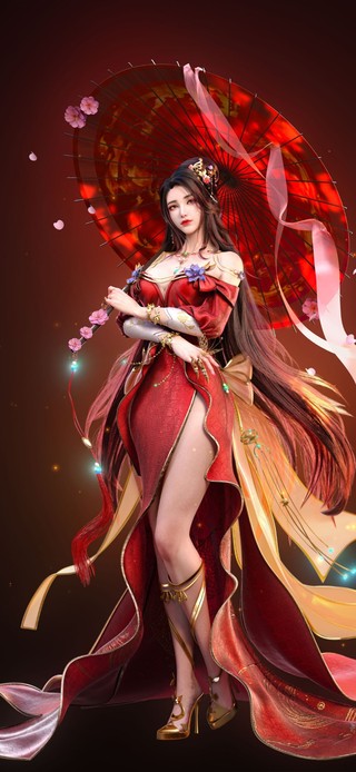 4K古风烈焰红衣美人