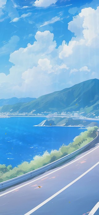 蓝天白云治愈海景