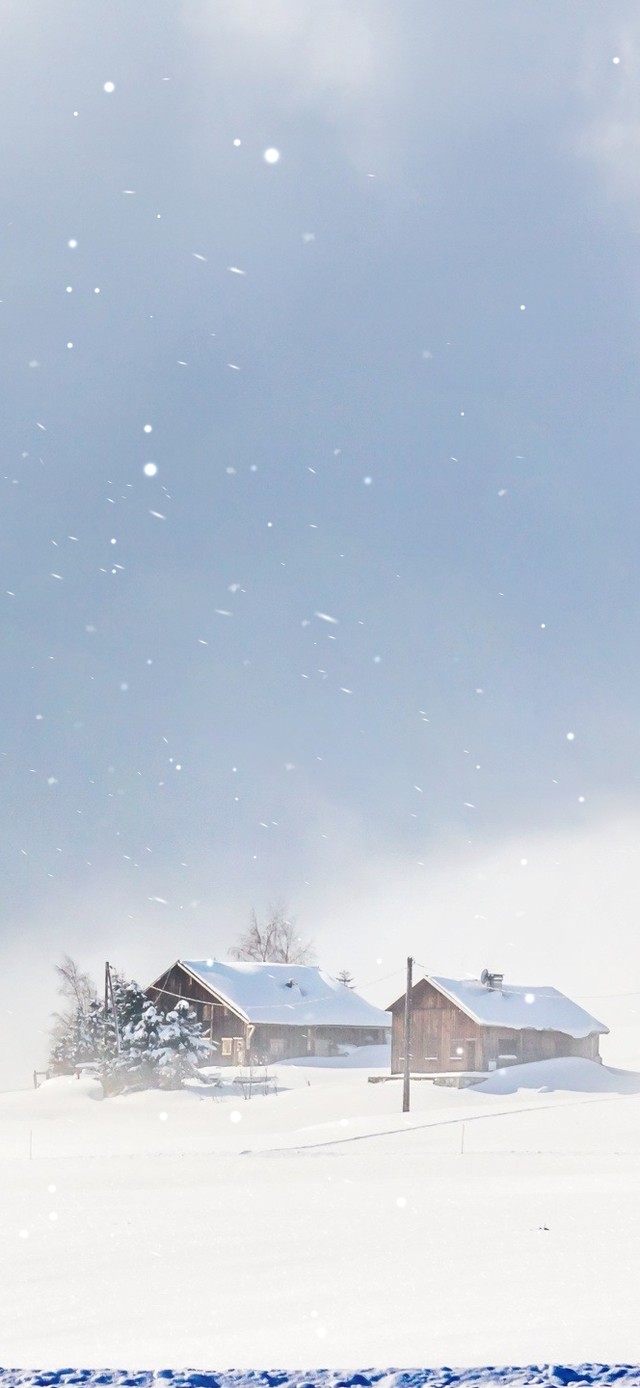 治愈冬季雪地小屋
