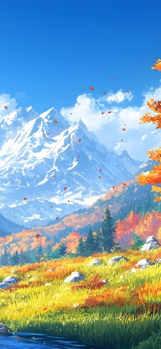 秋天的雪山