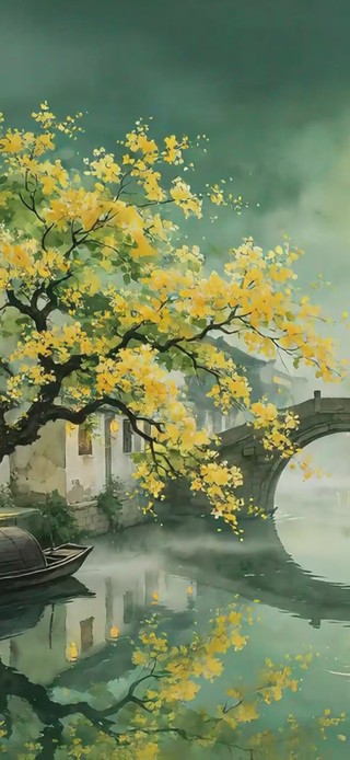 夜晚乡村小镇
